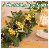 Ceenna 19FT Pre Lit Christmas Garland 3 Pcs 6.3FT Green Decor