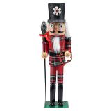 Ornativity Christmas Nutcracker Plaid Red/Black 15" Decor.