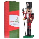 Ornativity Christmas Nutcracker Plaid Red/Black 15" Decor.