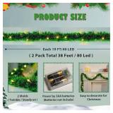 Garland Lights, 15ft 80 LED, Battery, Indoor/Outdoor