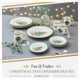 $180 Spode Christmas Tree Dinnerware Set for 4 - Festive Tableware