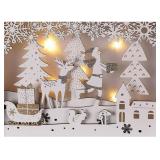 $88 Wooden Advent Calendar White Lights 27 cm