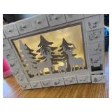$88 Wooden Advent Calendar White Lights 27 cm