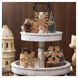 Bucherry Snowflake Table Signs: Christmas Tray Decor (3 Pcs)