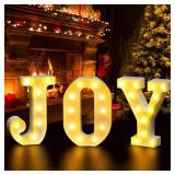 Mudder 3 Pcs Lighted Joy Sign for Indoor/Outdoor Xmas Decor