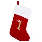 20" Monogram Christmas Stockings, Large Soft Velvet Red/White