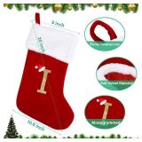 20" Monogram Christmas Stockings, Large Soft Velvet Red/White