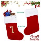 20" Monogram Christmas Stockings, Large Soft Velvet Red/White