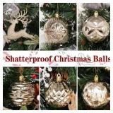 Christmas Ornaments Set, 50 ct Champagne & White Xmas Ball Decor