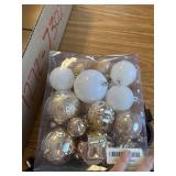 Christmas Ornaments Set, 50 ct Champagne & White Xmas Ball Decor