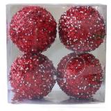 Christmas Ball Ornaments, 10cm Foam with Glitter Pearl, Dark Green