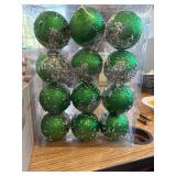 Christmas Ball Ornaments, 10cm Foam with Glitter Pearl, Dark Green