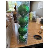 Christmas Ball Ornaments, 10cm Foam with Glitter Pearl, Dark Green
