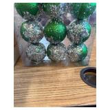 Christmas Ball Ornaments, 10cm Foam with Glitter Pearl, Dark Green