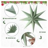 ReliThick 6 Pc 12in Star Lanterns Sage Green Christmas Decor