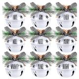 9 Pcs Christmas Bells Ornament 3.1" Sleigh Letter Bells Decoration
