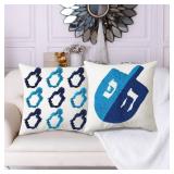 Hanukkah Pillow Covers Set of 2 18x18 Inch Dreidel Blue