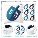 Hanukkah Pillow Covers Set of 2 18x18 Inch Dreidel Blue