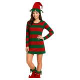 Unisex Adult Red Green Elf Hat with Giant Jingle Bells