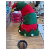 Unisex Adult Red Green Elf Hat with Giant Jingle Bells