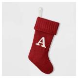 Knit Monogram Christmas Stocking Red A - Wondershop