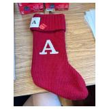 Knit Monogram Christmas Stocking Red A - Wondershop