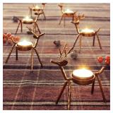 FORUP 6 Pack Metal Reindeer Candle Holders, Christmas Decor