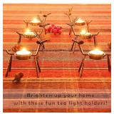 FORUP 6 Pack Metal Reindeer Candle Holders, Christmas Decor