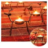 FORUP 6 Pack Metal Reindeer Candle Holders, Christmas Decor