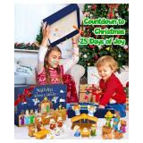 Nativity Advent Calendar 2025 Kids, 25pcs Christian Playset