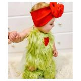 Qiylii Christmas Green Monster Baby Romper Set w/ Headband