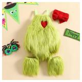 Qiylii Christmas Green Monster Baby Romper Set w/ Headband