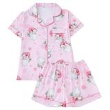 Women Y2k Pajama Set Lapel Collar Shirt Shorts Loungewear