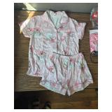 Women Y2k Pajama Set Lapel Collar Shirt Shorts Loungewear