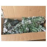 $46 2pk 6ft Pre-Lit Snow Flocked Christmas Garlands, 35 LED Lights