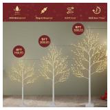 $66 Lighted Birch Trees, 4/5/6FT, Warm White LED, Plug-In, Timer
