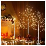 $66 Lighted Birch Trees, 4/5/6FT, Warm White LED, Plug-In, Timer