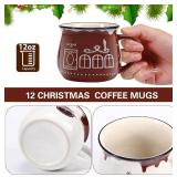 $60 Uiifan 12 Pc Christmas Gingerbread Mugs Set, 12 oz Coffee Cups