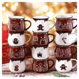 $60 Uiifan 12 Pc Christmas Gingerbread Mugs Set, 12 oz Coffee Cups