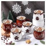 $60 Uiifan 12 Pc Christmas Gingerbread Mugs Set, 12 oz Coffee Cups