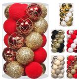 2.36In Red/Gold Velvet Xmas Ornaments, 25PCS Hanging Decor