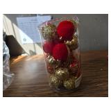 2.36In Red/Gold Velvet Xmas Ornaments, 25PCS Hanging Decor