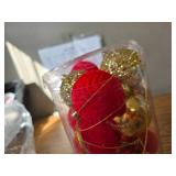 2.36In Red/Gold Velvet Xmas Ornaments, 25PCS Hanging Decor