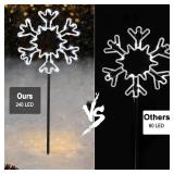$58 10 Large Snowflakes Pathway Lights Outdoor Yard Decorations