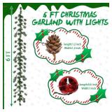YoleShy 6 FT Smokey Pine Prelit Christmas Garland Indoor