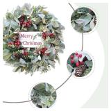 18" Christmas Wreath with Berries, Pine Cones, Eucalyptus Leaves