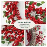 Red Berry Christmas Wreaths 20 Inches, Xmas Wreath with Snowflakes