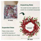 Red Berry Christmas Wreaths 20 Inches, Xmas Wreath with Snowflakes