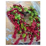 Red Berry Christmas Wreaths 20 Inches, Xmas Wreath with Snowflakes