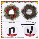 20" Xmas Wreath, Green Pine, Red Berries